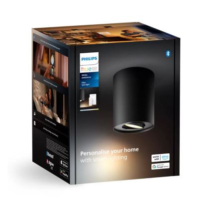 Philips - LED Димируем спот Hue PILLAR 1xGU10/4,2W/230V 2200-6500K + дистанционно управление черен