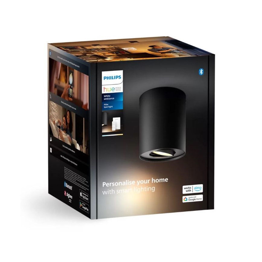 Philips - LED Димируем спот Hue PILLAR 1xGU10/4,2W/230V 2200-6500K + дистанционно управление черен