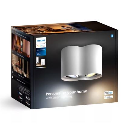 Philips - LED Димируем спот Hue PILLAR 2xGU10/4,2W/230V 2200-6500K + дистанционно управление бял