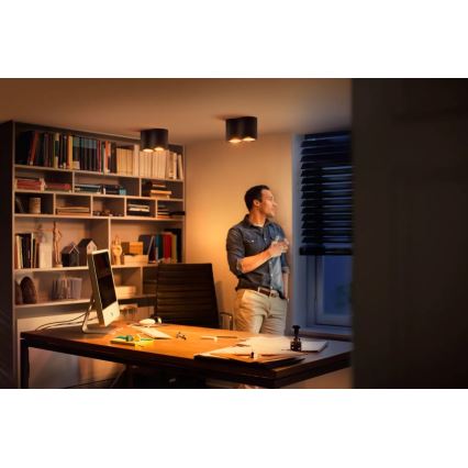 Philips - LED Димируем спот Hue PILLAR 2xGU10/4,2W/230V 2200-6500K + дистанционно управление черен