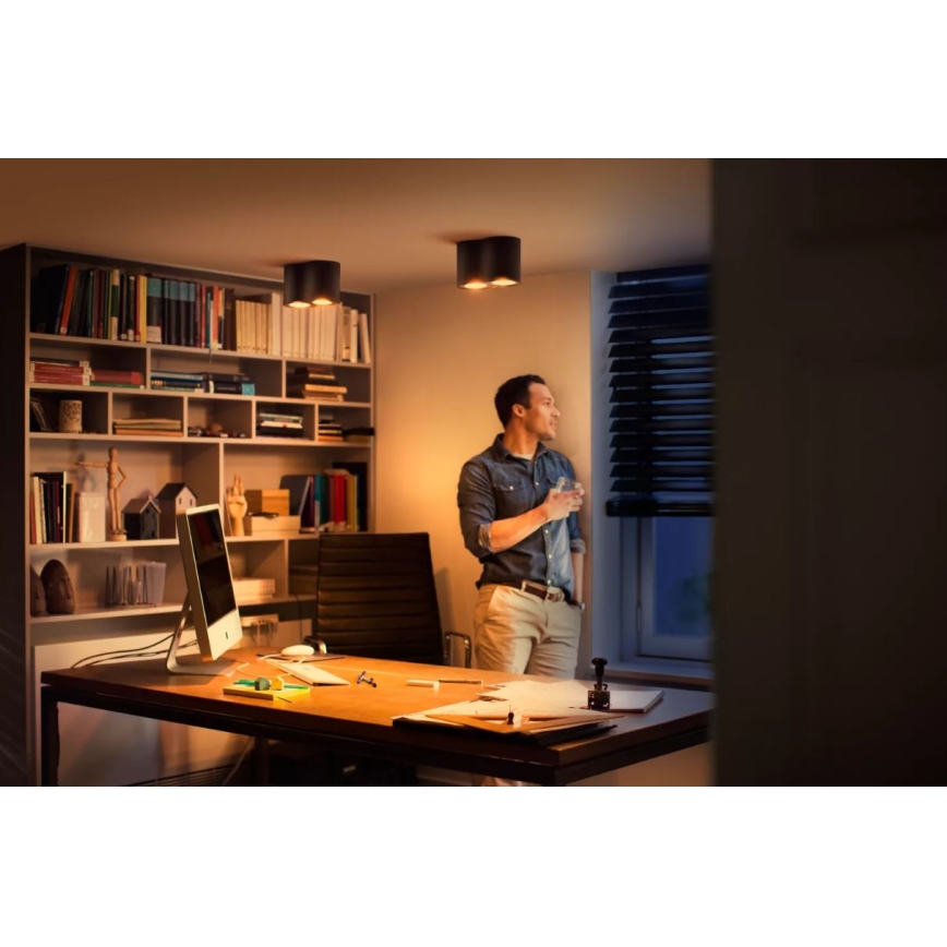 Philips - LED Димируем спот Hue PILLAR 2xGU10/4,2W/230V 2200-6500K + дистанционно управление черен