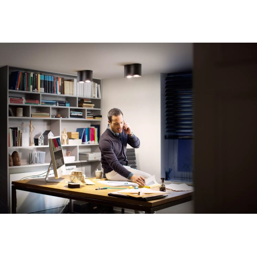 Philips - LED Димируем спот Hue PILLAR 2xGU10/4,2W/230V 2200-6500K + дистанционно управление черен