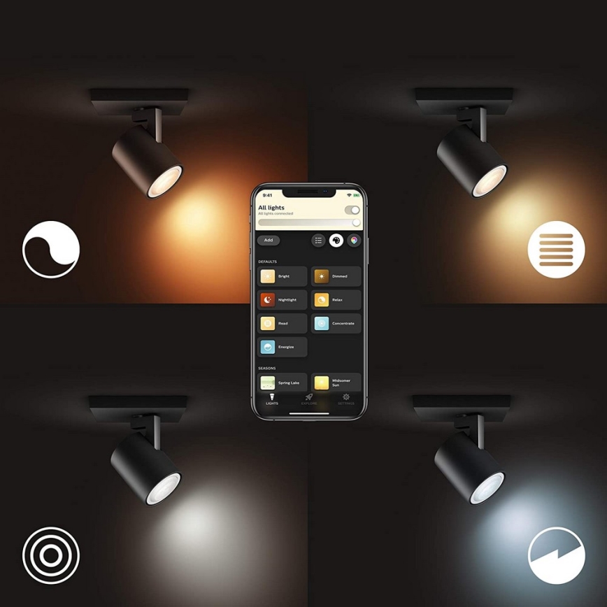 Philips - LED Димируем спот Hue RUNNER 1xGU10/4,2W/230V 2200-6500K черен