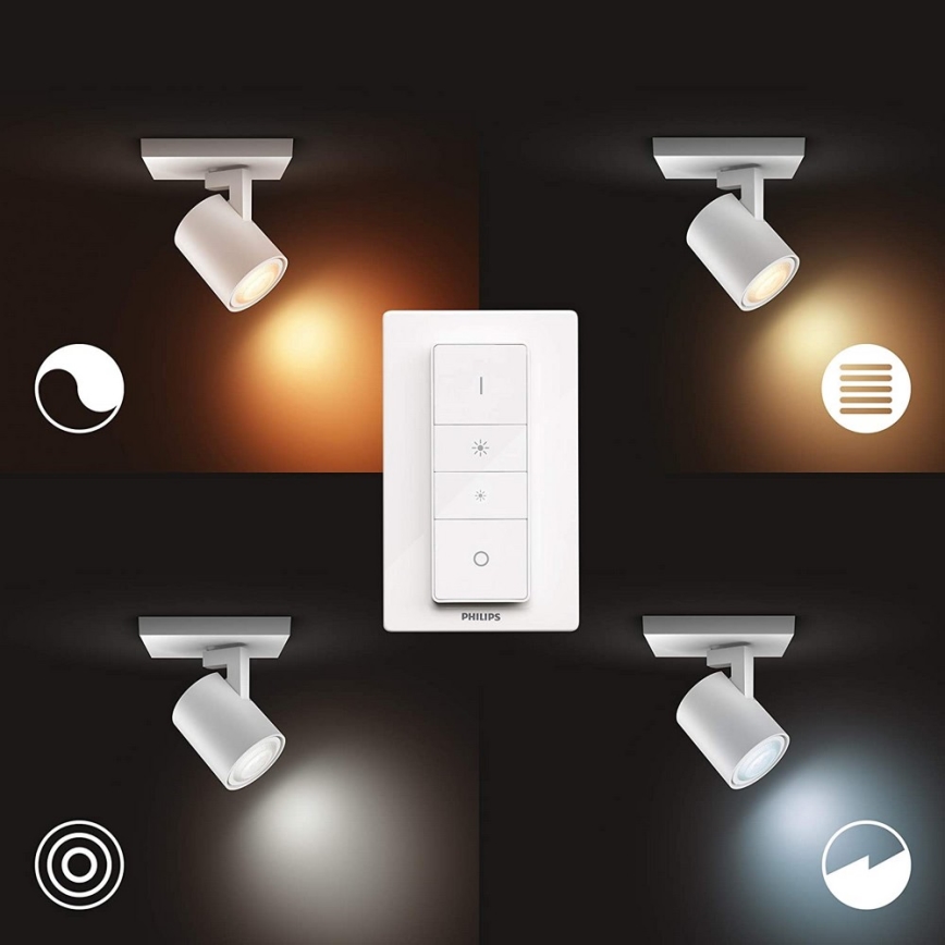 Philips - LED Димируем спот Hue RUNNER 1xGU10/4,2W/230V 2200-6500K + дистанционно управление бял