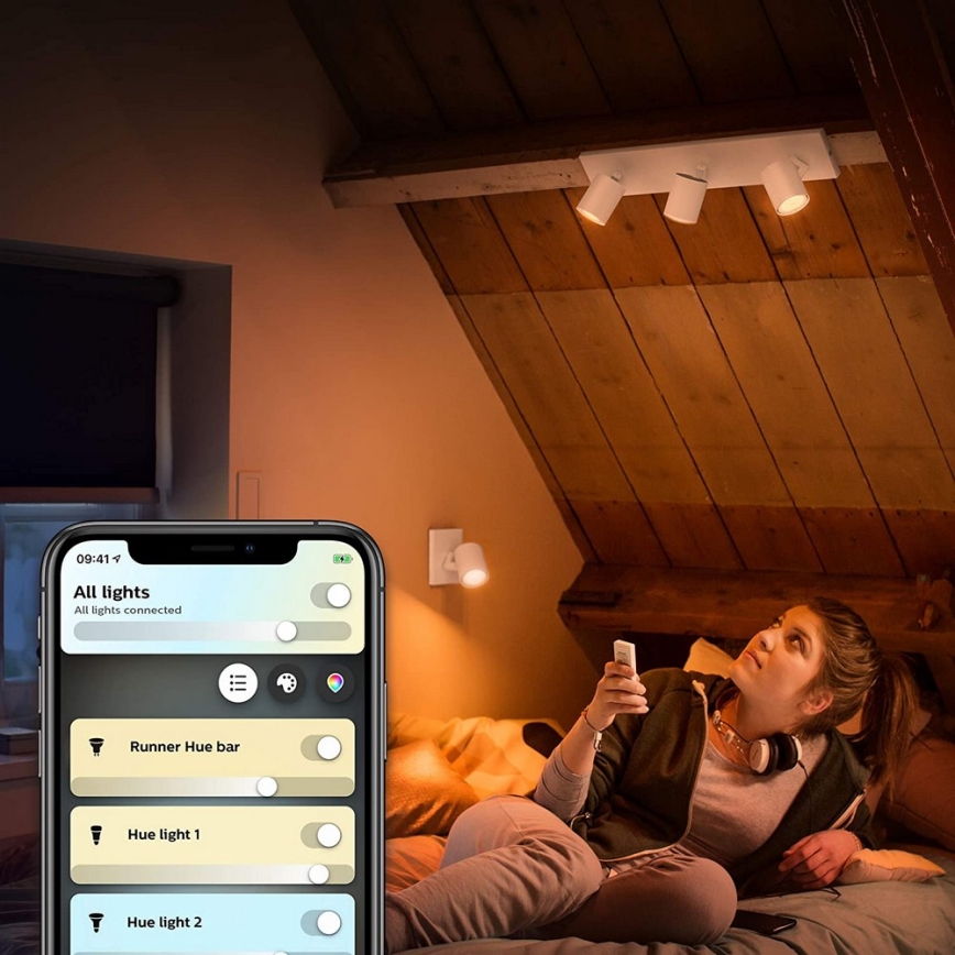 Philips - LED Димируем спот Hue RUNNER 1xGU10/4,2W/230V 2200-6500K + дистанционно управление бял