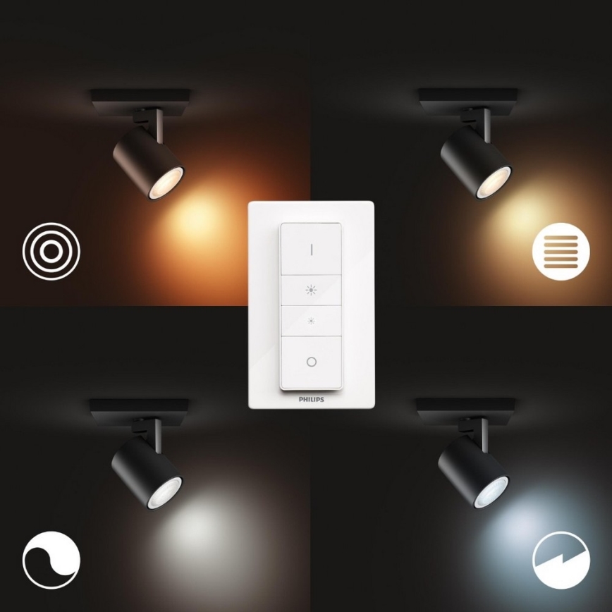Philips - LED Димируем спот Hue RUNNER 1xGU10/4,2W/230V 2200-6500K + дистанционно управление черен