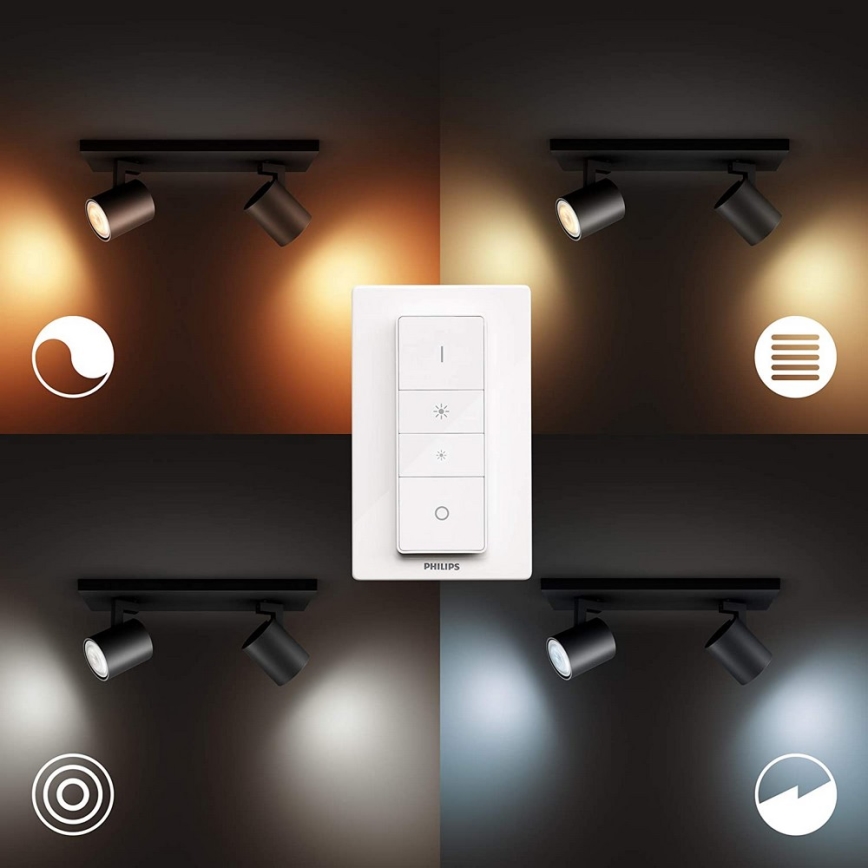 Philips - LED Димируем спот Hue RUNNER 2xGU10/4,2W/230V 2200-6500K + дистанционно управление черен