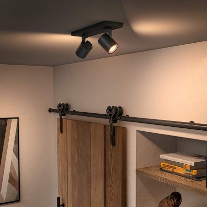 Philips - LED Димируем спот Hue RUNNER 2xGU10/4,2W/230V 2200-6500K + дистанционно управление черен