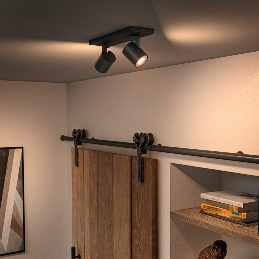 Philips - LED Димируем спот Hue RUNNER 2xGU10/4,2W/230V 2200-6500K + дистанционно управление черен