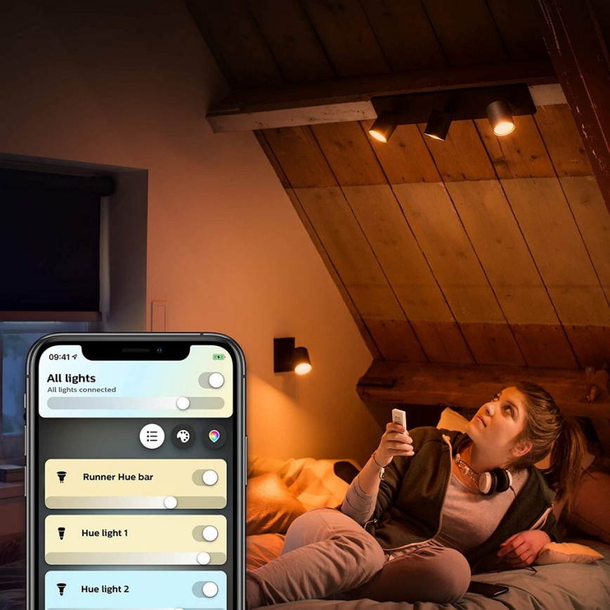 Philips - LED Димируем спот Hue RUNNER 3xGU10/4,2W/230V 2200-6500K + дистанционно управление черен