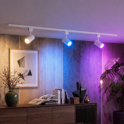 Philips - LED RGBW димируемо точково осветително тяло за шинна система EASYLINK HUE 3xGU10/4,7W/230V 2200-6500K 1m бяло + Hue bridge