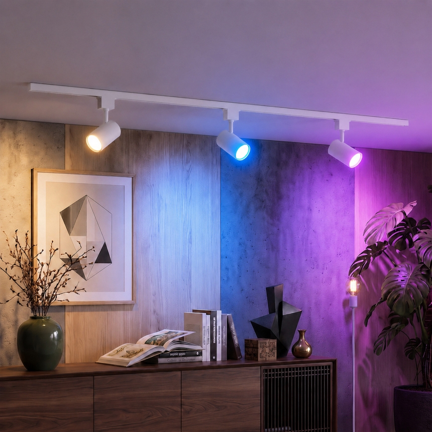 Philips - LED RGBW димируемо точково осветително тяло за шинна система EASYLINK HUE 3xGU10/4,7W/230V 2200-6500K 1m бяло + Hue bridge