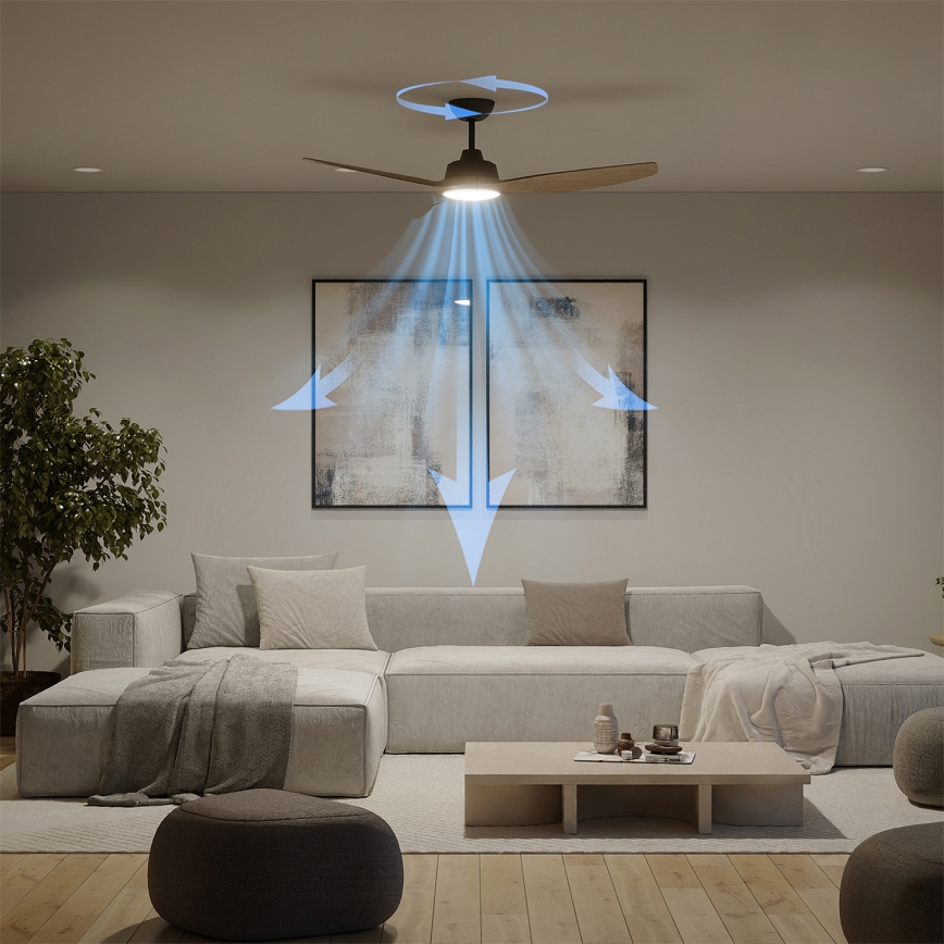 Philips - LED димируем таванен вентилатор OLAS LED/24W/230V Ø 132 см черен/кафяв + дистанционно управление