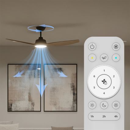 Philips - LED димируем таванен вентилатор OLAS LED/24W/230V Ø 132 см черен/кафяв + дистанционно управление