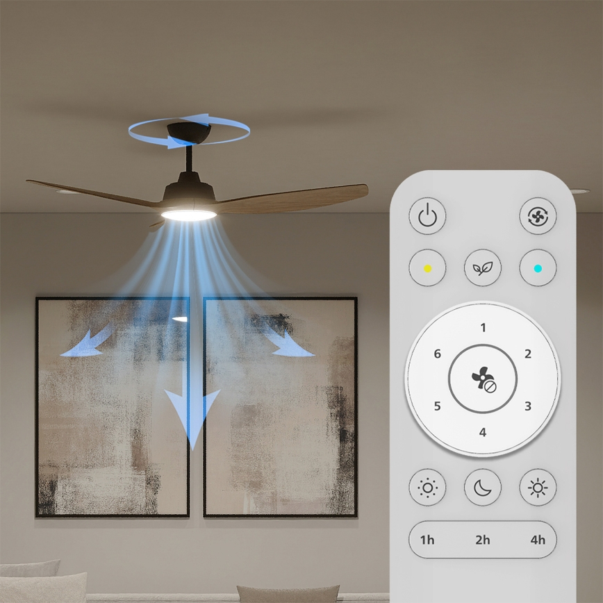 Philips - LED димируем таванен вентилатор OLAS LED/24W/230V Ø 132 см черен/кафяв + дистанционно управление