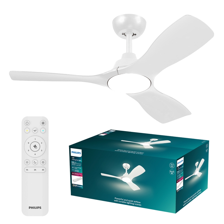 Philips - Димируем LED таванен вентилатор OLAS LED/24W/230V Ø 106 см бял + дистанционно управление