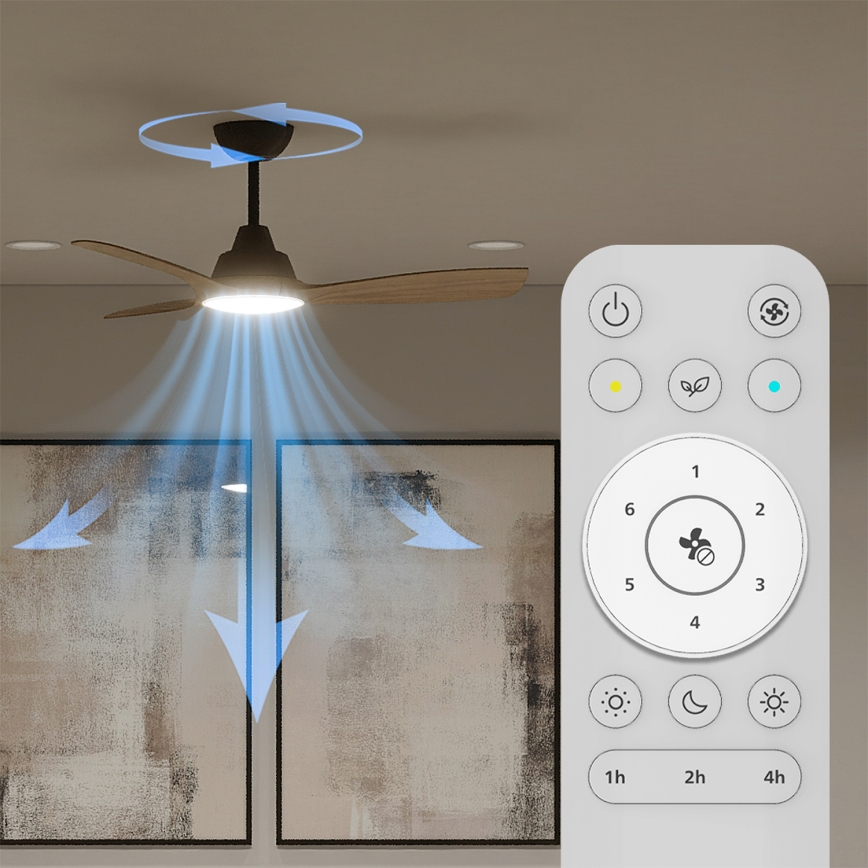 Philips - LED димируем таванен вентилатор OLAS LED/24W/230V Ø 106 см черен/кафяв + дистанционно управление