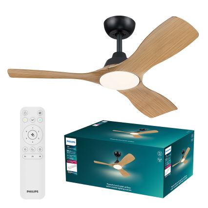 Philips - LED димируем таванен вентилатор OLAS LED/24W/230V Ø 106 см черен/кафяв + дистанционно управление