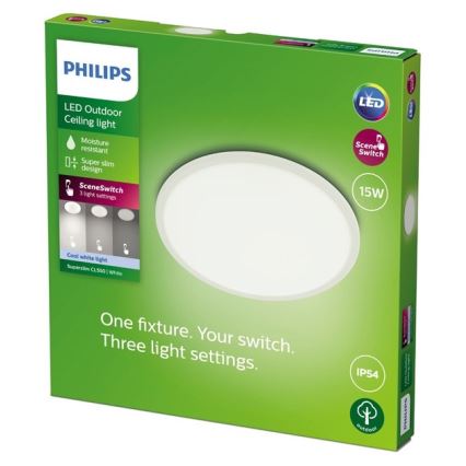 Philips - LED Димируема екстериорна лампа SUPERSLIM SCENE SWITCH LED/15W/230V IP54 бял