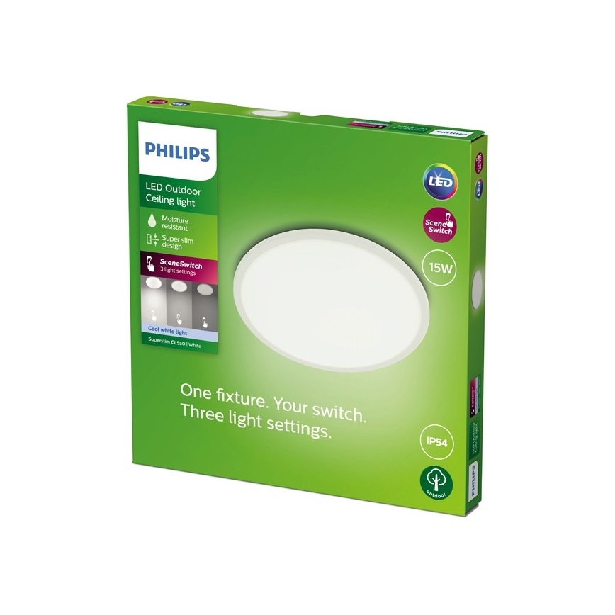 Philips - LED Димируема екстериорна лампа SUPERSLIM SCENE SWITCH LED/15W/230V IP54 бял