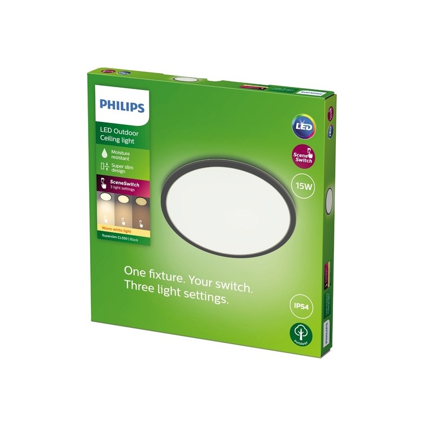 Philips - LED Димируема екстериорна лампа SUPERSLIM SCENE SWITCH LED/15W/230V IP54 черен