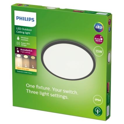 Philips - LED Димируема екстериорна лампа SUPERSLIM SCENE SWITCH LED/15W/230V IP54 черен