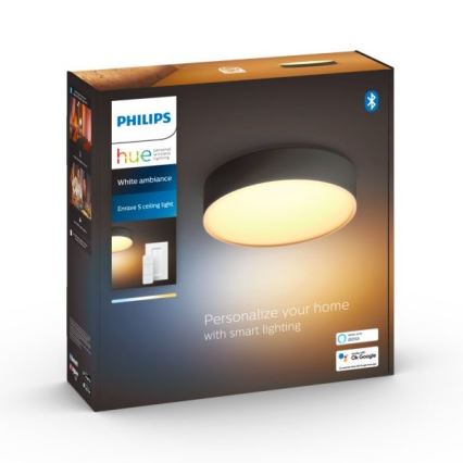 Philips - LED Димируем плафон Hue LED/9,6W/230V 2200-6500K Ø 261 мм черен + дистанционно управление