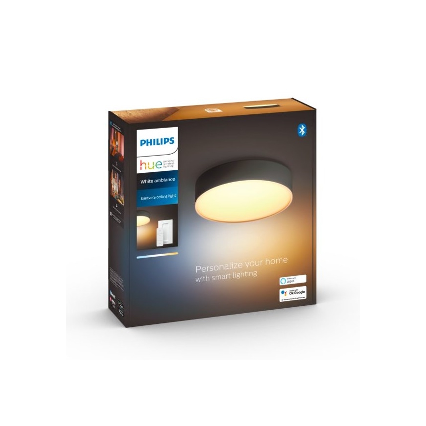Philips - LED Димируем плафон Hue LED/9,6W/230V 2200-6500K Ø 261 мм черен + дистанционно управление