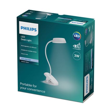 Philips - LED Димируема лампа с щипка DONUTCLIP LED/3W/5V CRI 90 бяла