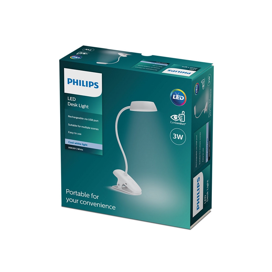 Philips - LED Димируема лампа с щипка DONUTCLIP LED/3W/5V CRI 90 бяла