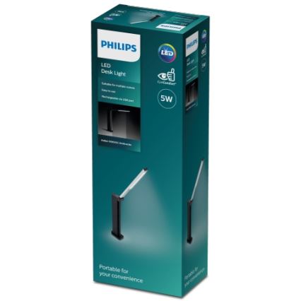 Philips - LED Димируема сензорна настолна лампа AMBER LED/5W/5V черна