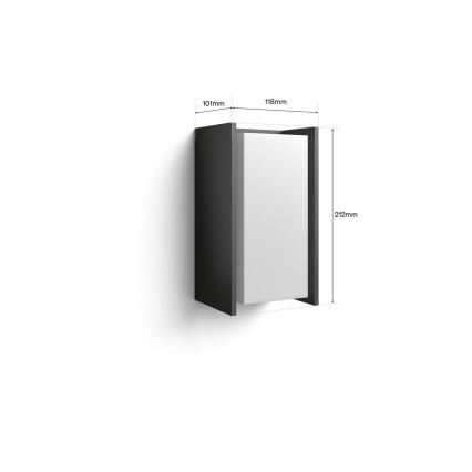 Philips - LED димируемо външно стеново осветително тяло Hue TURACO White And Color Ambiance 1xE27/8,1W/230V 1000-20000K
