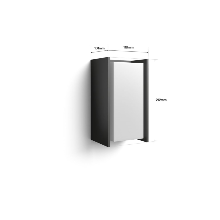 Philips - LED димируемо външно стеново осветително тяло Hue TURACO White And Color Ambiance 1xE27/8,1W/230V 1000-20000K