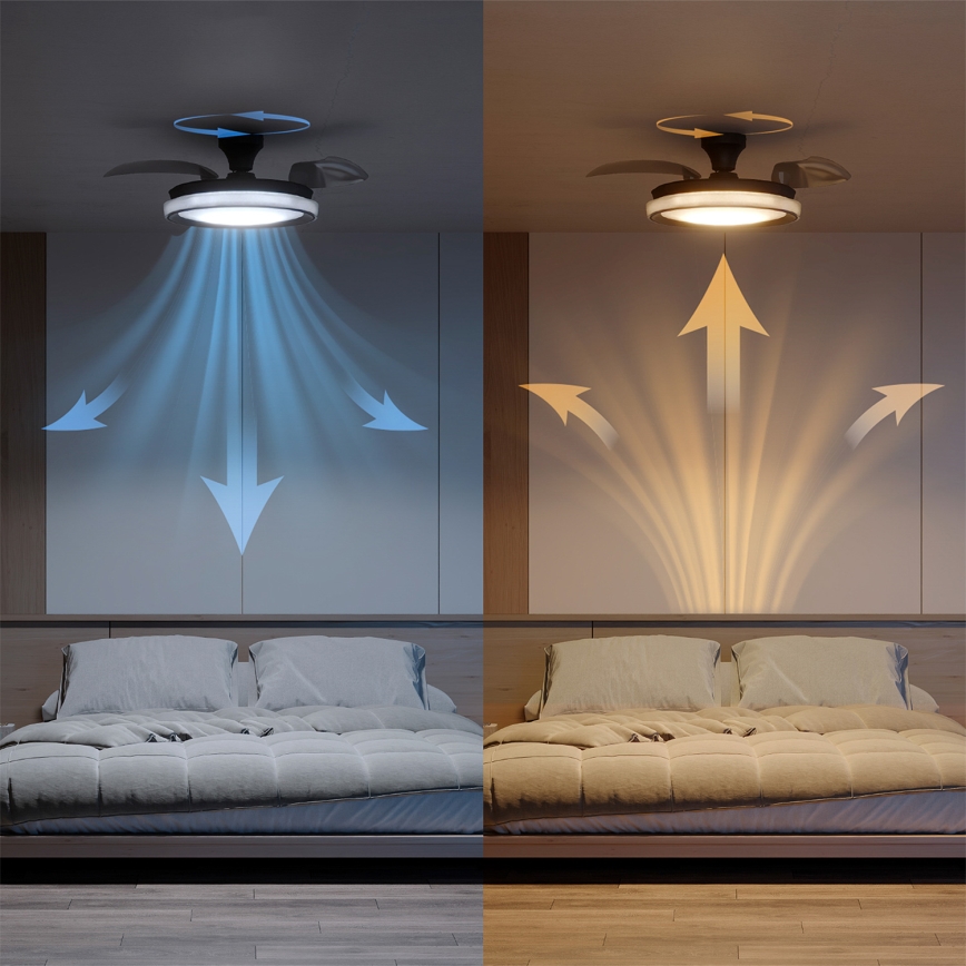 Philips - димируемо LED таванно осветително тяло с вентилатор BLISS LED/35W/230V черно + дистанционно управление