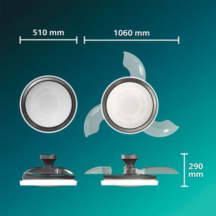 Philips - димируемо LED таванно осветително тяло с вентилатор BLISS LED/35W/230V черно + дистанционно управление
