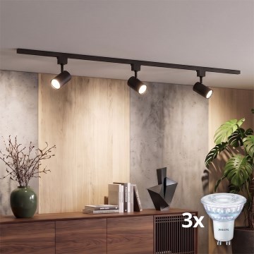 Philips - LED димируемо точково осветително тяло за шинна система EASYLINK 3xGU10/7W/230V 2200-2700K 1m черно