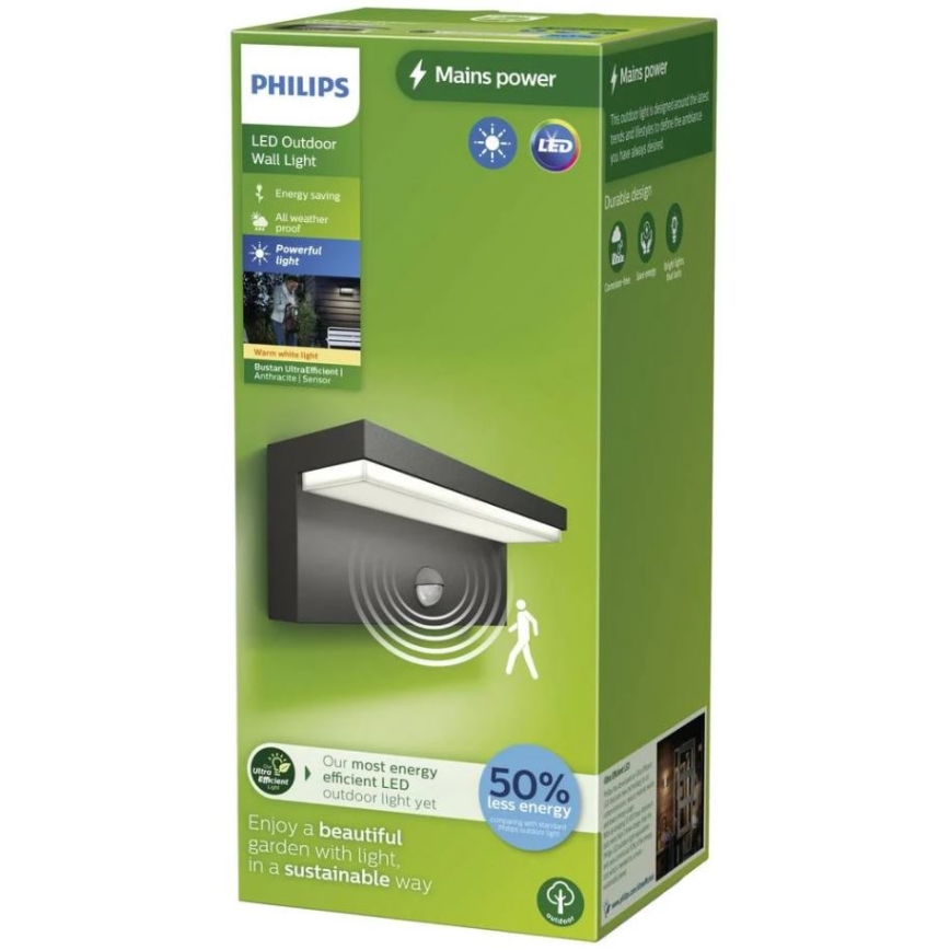 Philips - LED Екстериорен аплик със сензор BUSTAN LED/3,8W/230V 2700K IP44