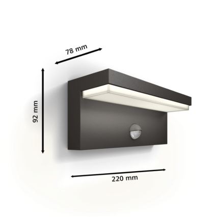 Philips - LED Екстериорен аплик със сензор BUSTAN LED/3,8W/230V 4000K IP44