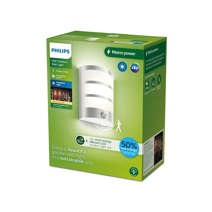 Philips - LED Екстериорен аплик със сензор PYTHON LED/3,8W/230V IP44