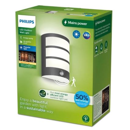 Philips - LED Екстериорен аплик със сензор PYTHON LED/3,8W/230V IP44