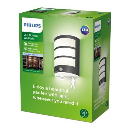 Philips - LED Екстериорен аплик със сензор LED/6W/230V 4000K IP44