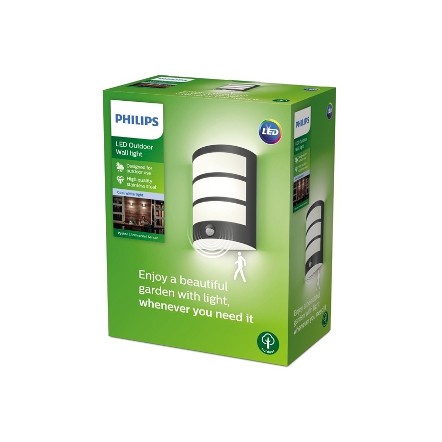 Philips - LED Екстериорен аплик със сензор LED/6W/230V 4000K IP44