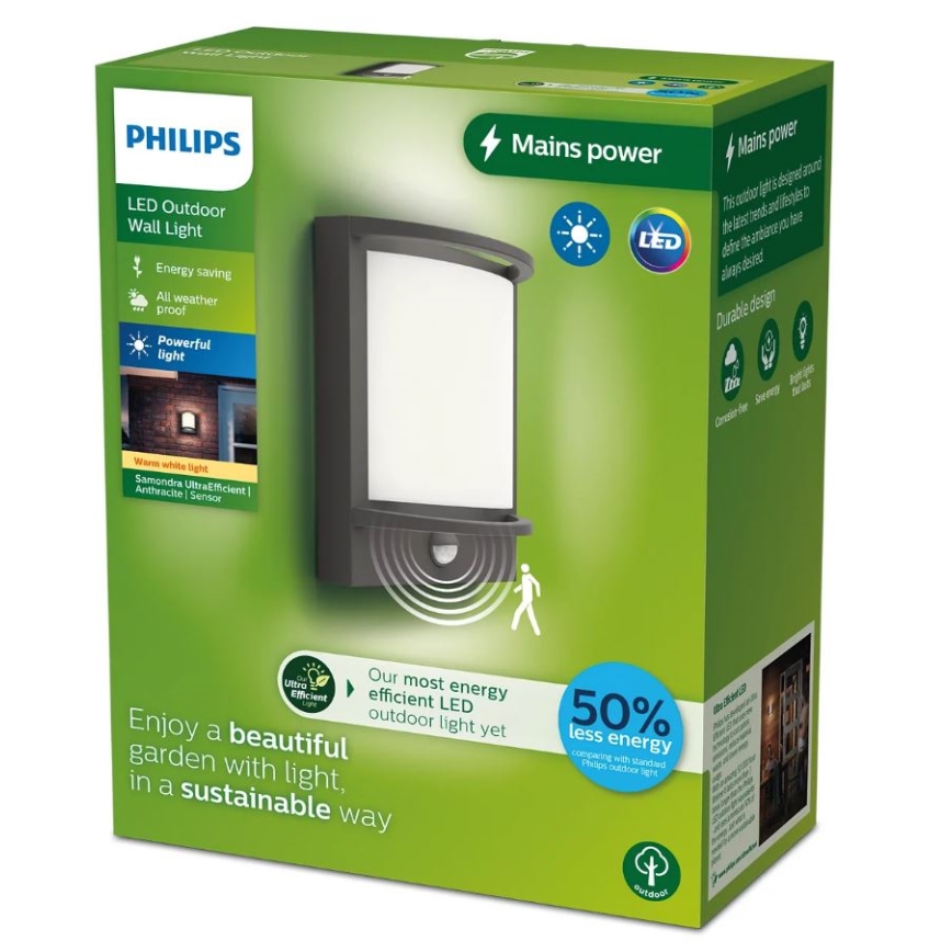 Philips - LED Екстериорен аплик със сензор SAMONDRA LED/3,8W/230V IP44