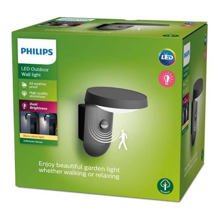 Philips - LED Екстериорен аплик със сензор LED/9W/230V 2700K IP44