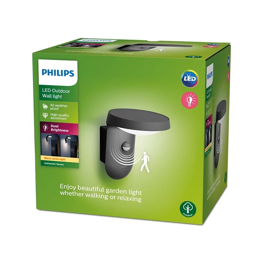 Philips - LED Екстериорен аплик със сензор LED/9W/230V 2700K IP44