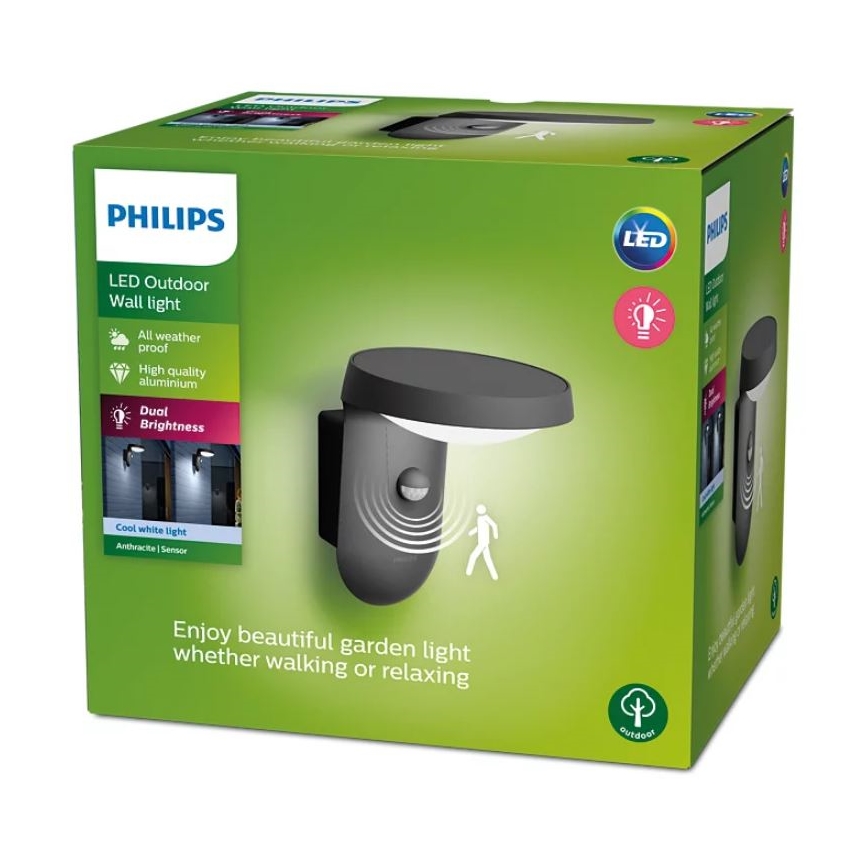 Philips - LED Екстериорен аплик със сензор LED/9W/230V 4000K IP44