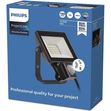 Philips - LED Екстериорен прожектор със сензор PROJECTLINE LED/20W/230V IP65 4000K