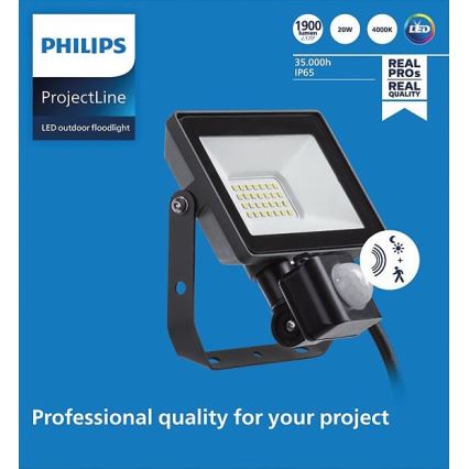 Philips - LED Екстериорен прожектор със сензор PROJECTLINE LED/20W/230V IP65 4000K