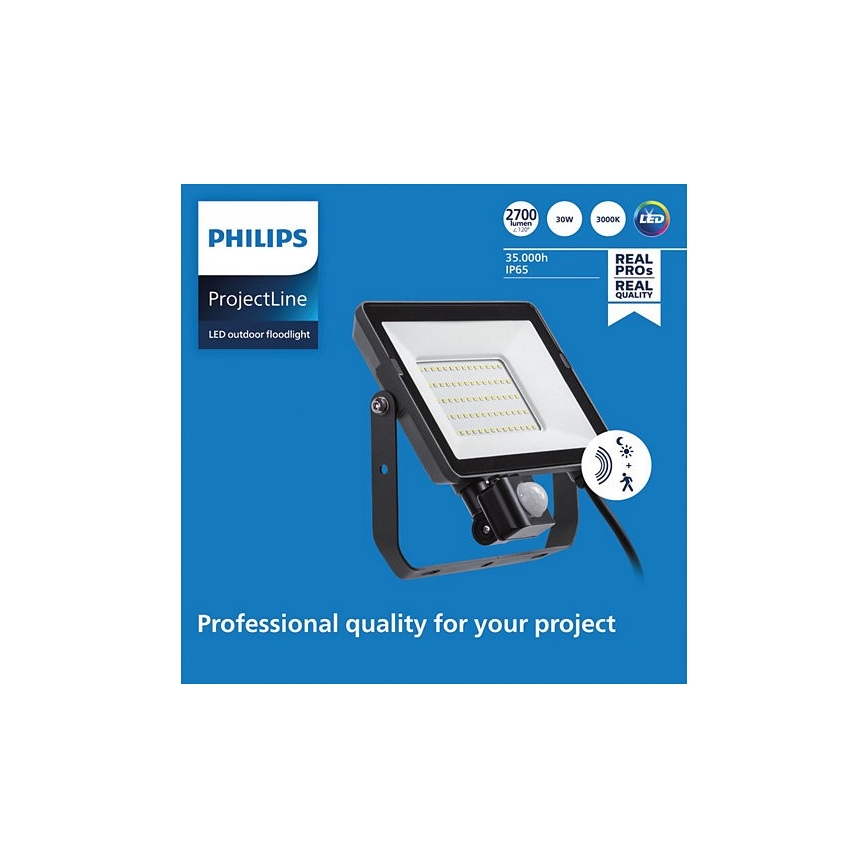 Philips - LED Екстериорен прожектор със сензор PROJECTLINE LED/30W/230V IP65 3000K