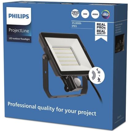Philips - LED Екстериорен прожектор със сензор PROJECTLINE LED/30W/230V IP65 4000K